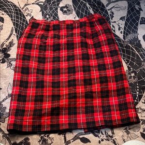 Pendleton Red and Black 100% Wool Plaid Pencil Skirt
